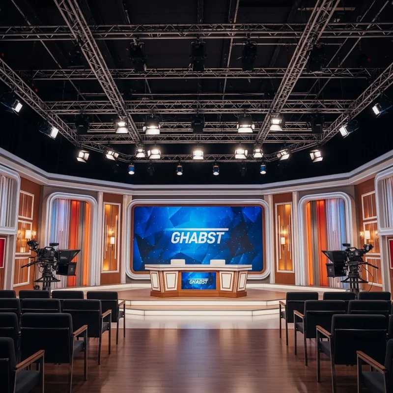 Serene Modern TV Show Studio Set with HD Screen