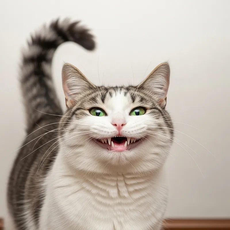 Smiling Cat with Bright Green Eyes