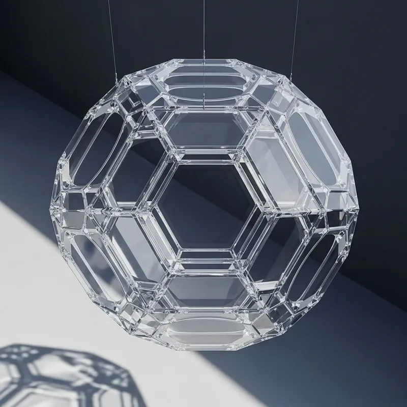 Futuristic Glass Icosahedron Installation | Minimalistic Art