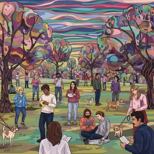 Abstract Art of Diverse Park Interactions