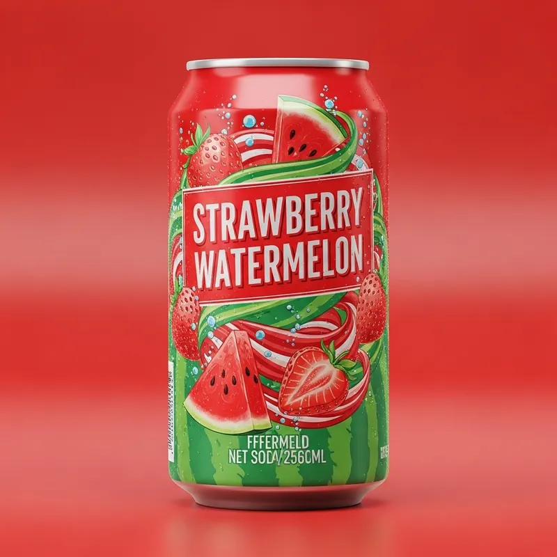 Artistic Watermelon & Strawberry Soda Packaging
