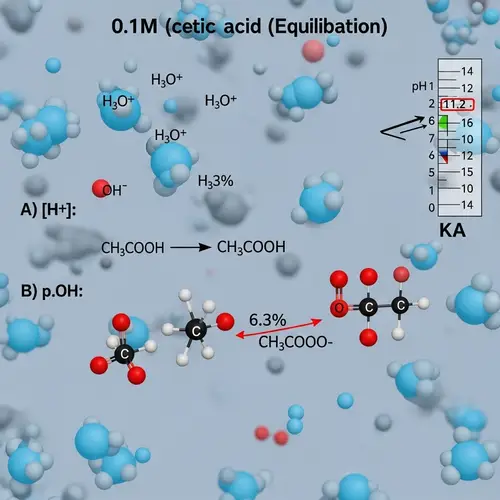 0.1M Acetic Acid Solution: 6.3% Ionized - [H+], pOH, Ka Concepts