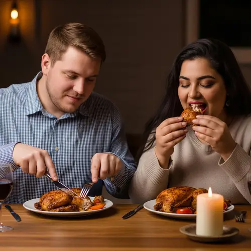Delightful Roasted Chicken Meal Shared by Happy Couple
