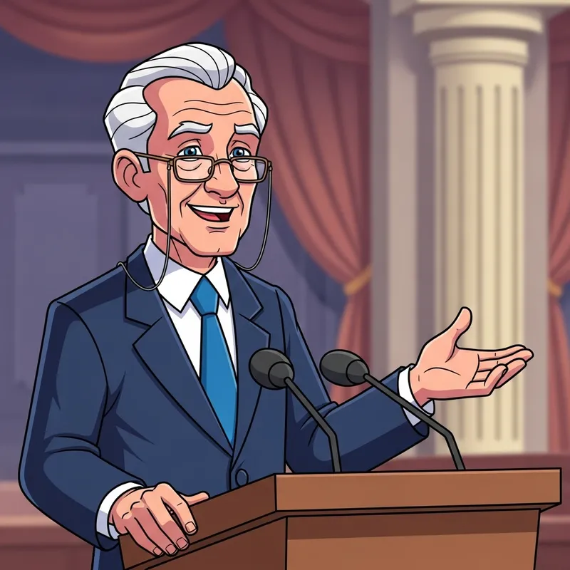Cartoon Mode: Joe Biden Giving Engaging Speech