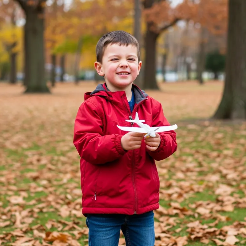 Meet Joe: Young Boy Enjoying Autumn in the Park with Toy Airplane Meet Joe: Young Boy Enjoying Autumn in the Park with Toy Airplane