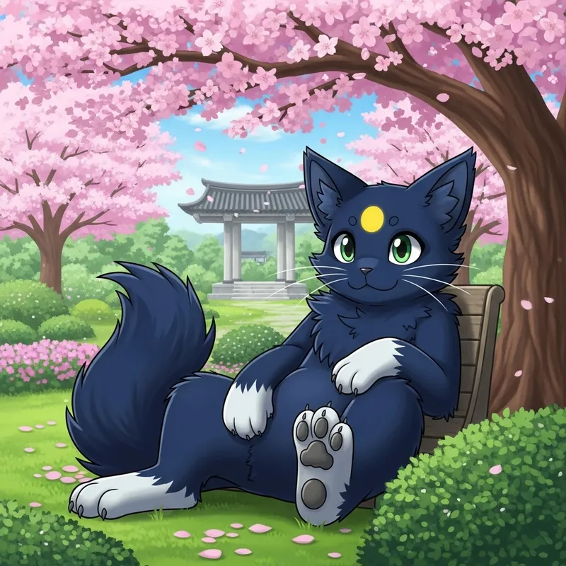 Nemona from Pokemon Barefoot - Tranquil Garden Scene
