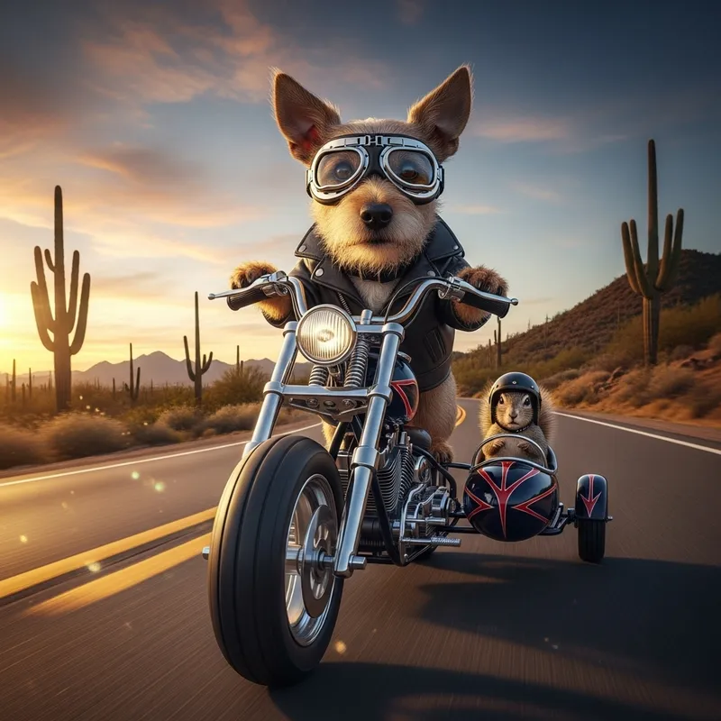 Dog Riding Motorcycle - Brave Animal Voyage