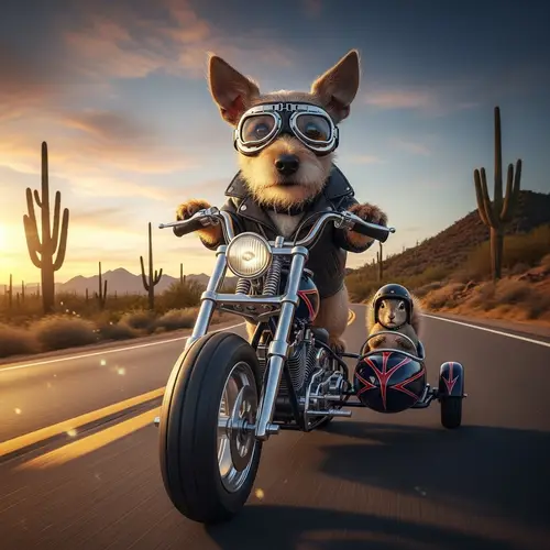 Dog Driving Motorcycle - Amazing Animal Adventure