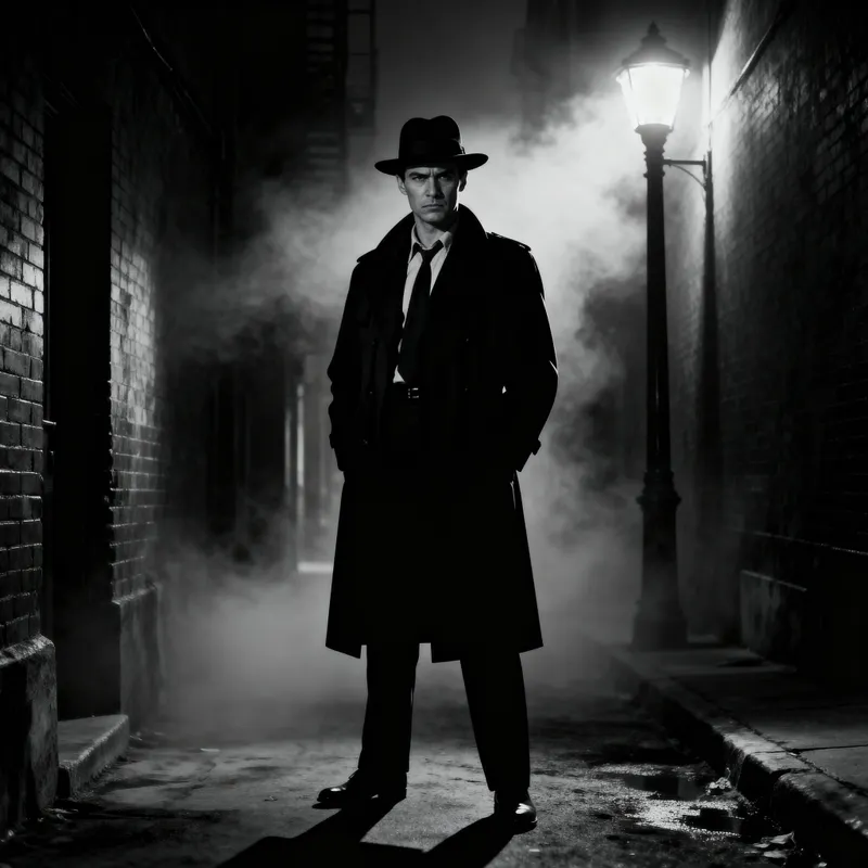 Classic Noir Detective in Vintage 1950s Style