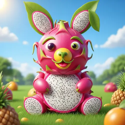 Whimsical Animal Made of Pitahaya (Dragon Fruit)
