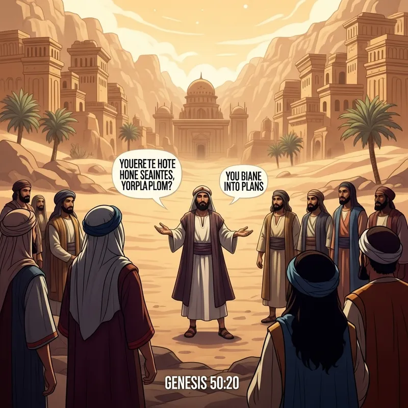 Genesis 50:20 - Triumph of Good Over Evil in Biblical Desert Scene Genesis 50:20 - Triumph of Good Over Evil in Biblical Desert Scene