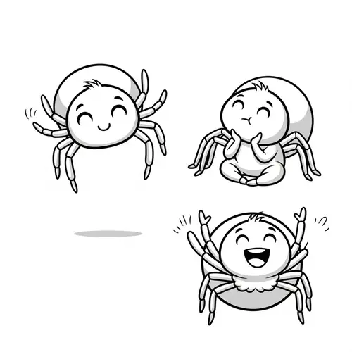 Cute Cartoon Spider Poses in Vector | Adorable Arachnid Illustrations