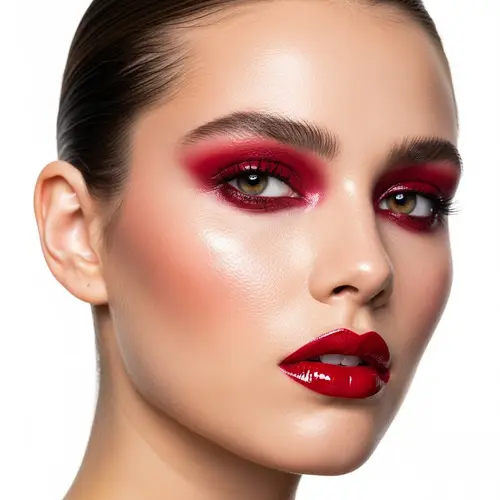 2000s Inspired Glossy Red Makeup Look by Gucci Westman for i-D Magazine Beauty Editorial