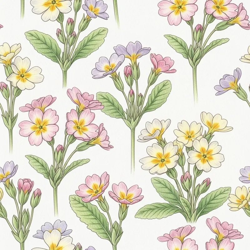 Seamless Primrose Floral Pattern Design - Blooming Season Ambiance