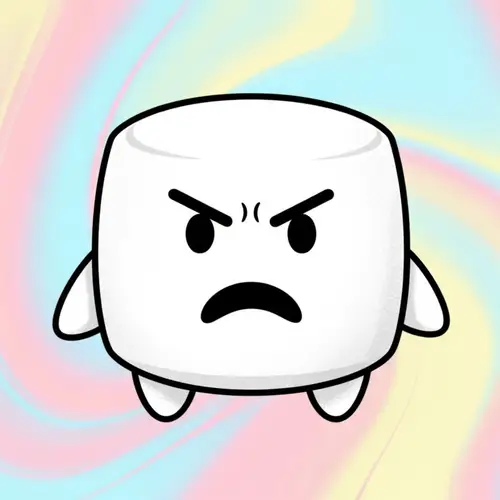 Angry Marshmello: Unique Character in Pastel Environment