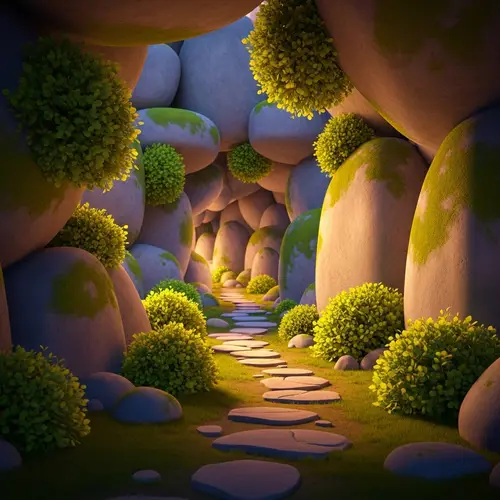 Wawel Dragon Cave: Modern 3D Animation of Stone and Bush Environment