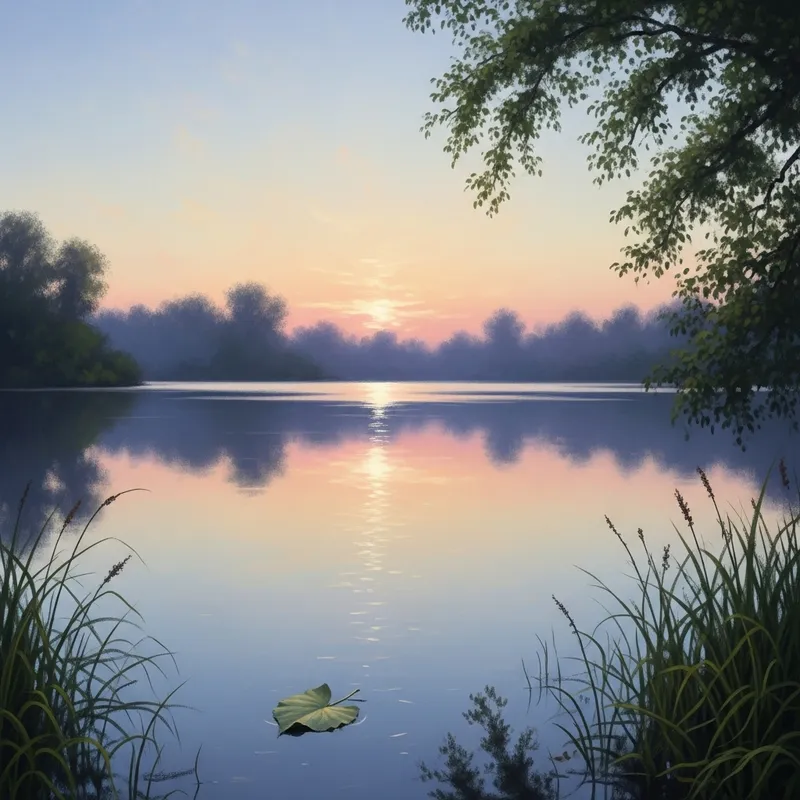 Tranquil Sunset Lake Impressions | Serenity Art Tranquil Sunset Lake Impressions | Serenity Art