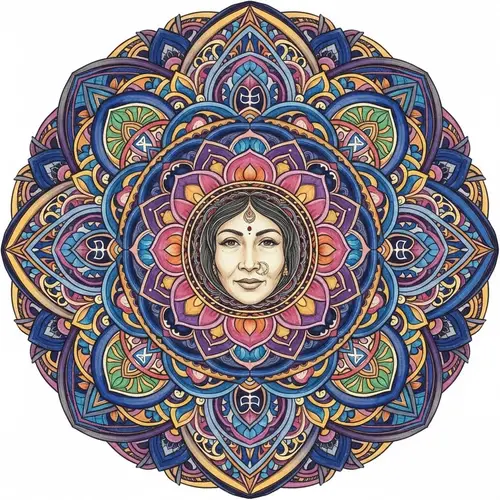 Gemini Zodiac Mandala Art with Woman's Face