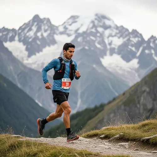 Hispanic Male Conquering Ultra Trail of Mont Blanc