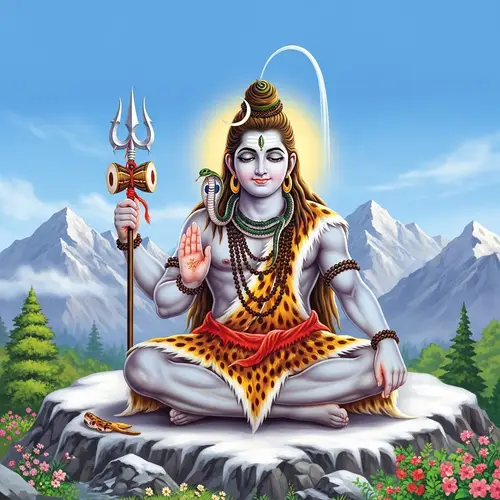 Mahadev Deity Meditation Snowy Mountaintop
