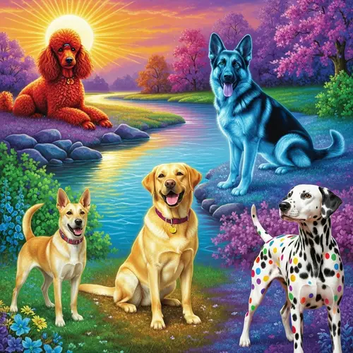 Enchanting Dog Colors in Imaginary World