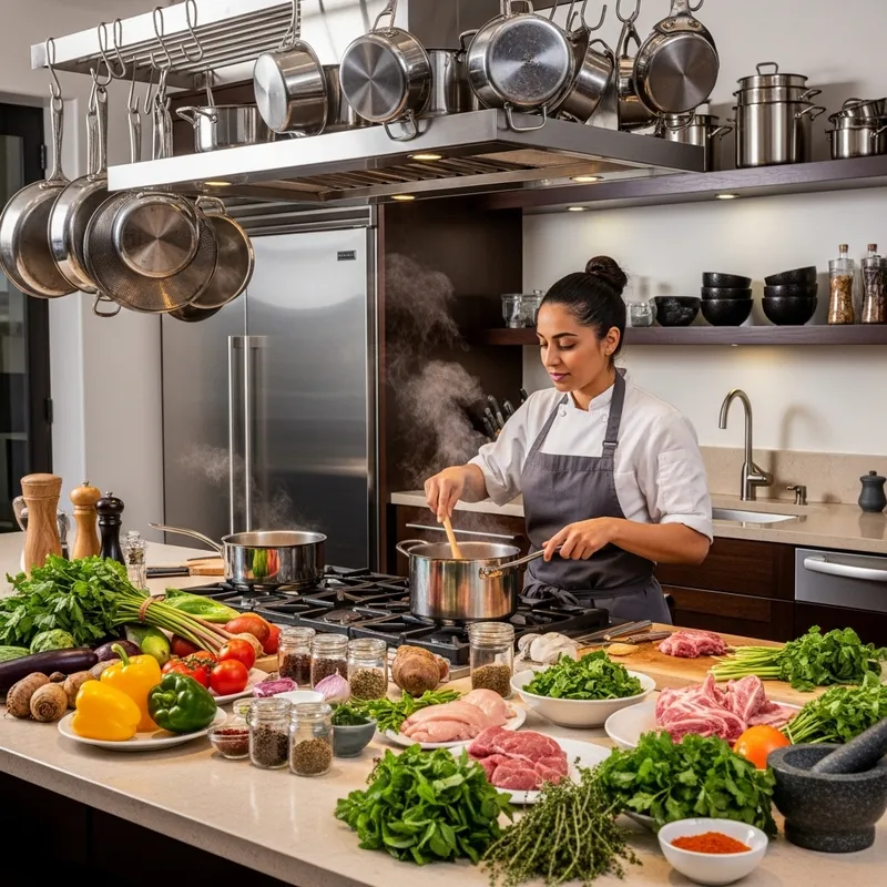 Elena - Middle-Eastern Chef Cooking in Modern Kitchen