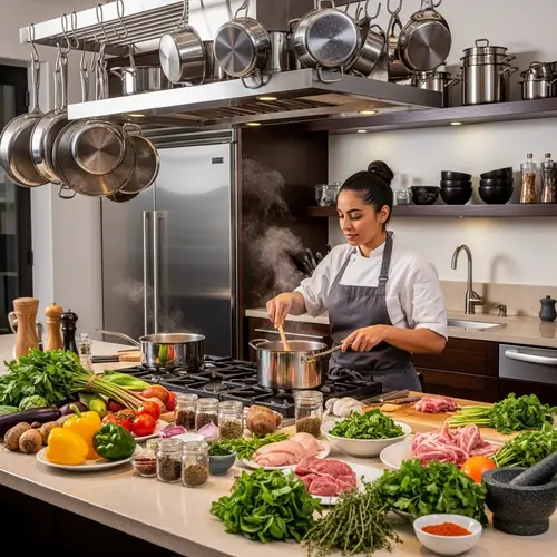 Elena - Talented Chef Cooking in Modern Kitchen