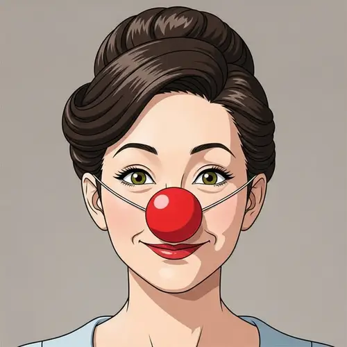 Charming Woman with Clown Nose - Anime Style