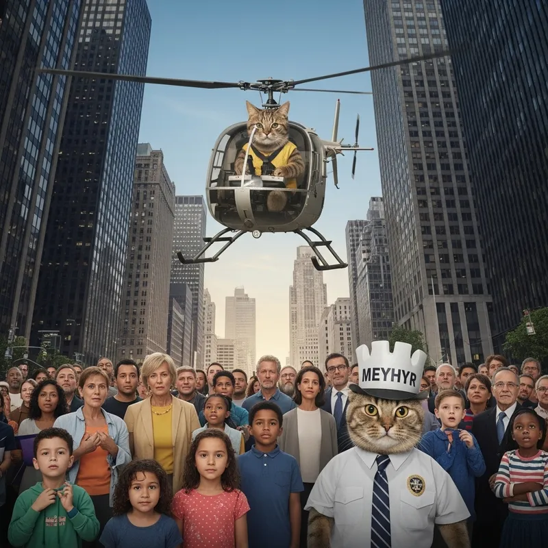 Unprecedented Helicopter Cat Spectacle: City Awe