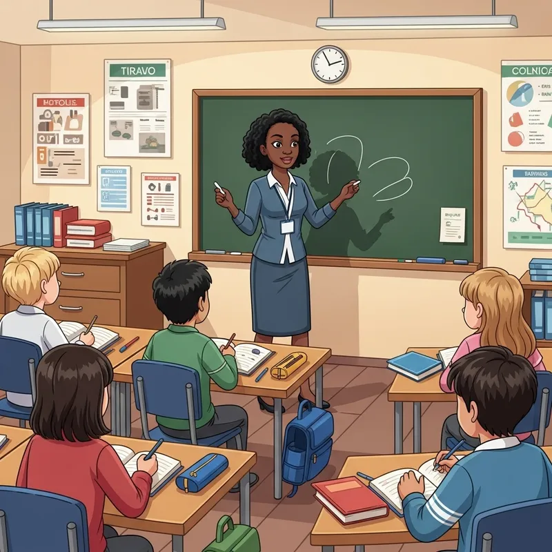 Inspiring African Teacher Educating Students in Classroom