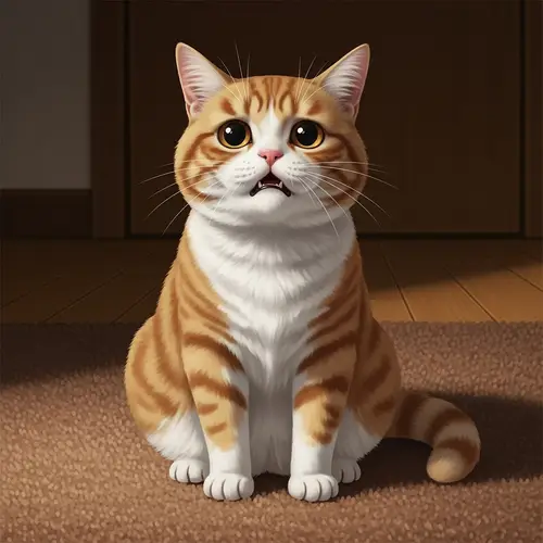 Distressed Orange and White Short Hair Cat Crying