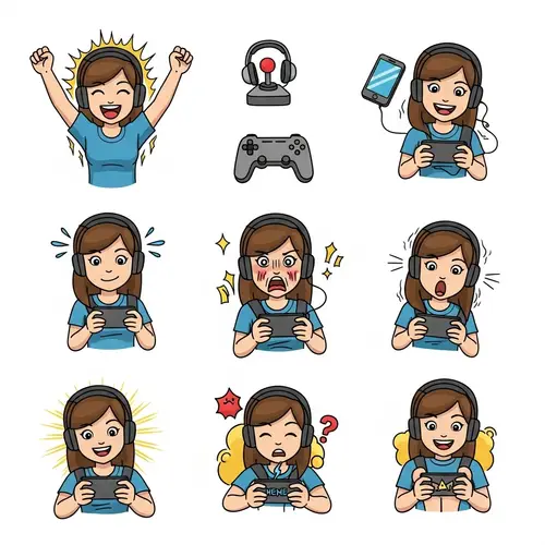 Pubg Mobile Girl Gamer Doodle Emoji Sticker Set