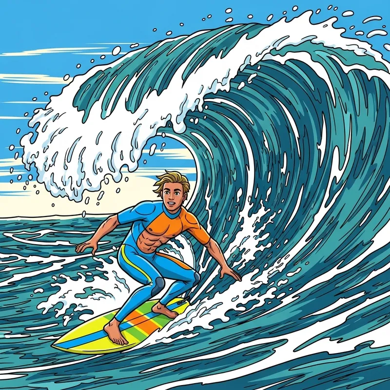 Extreme Surfer Embracing Adrenaline with Colossal Waves