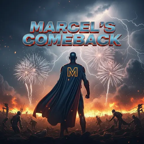 Marcel's Comeback - Epic Superhero Battle Artwork