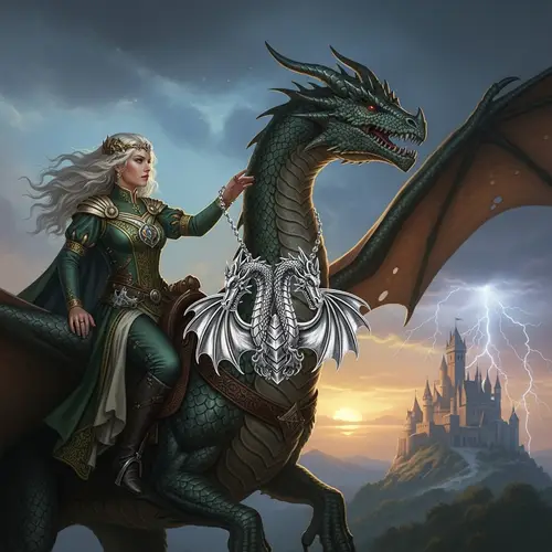 Medieval Queen Commanding Dragon | Fantasy Artwork