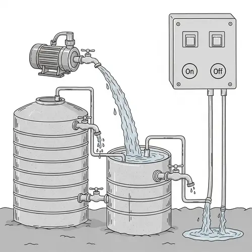 2D Water Pump System with Control Panel and Taps