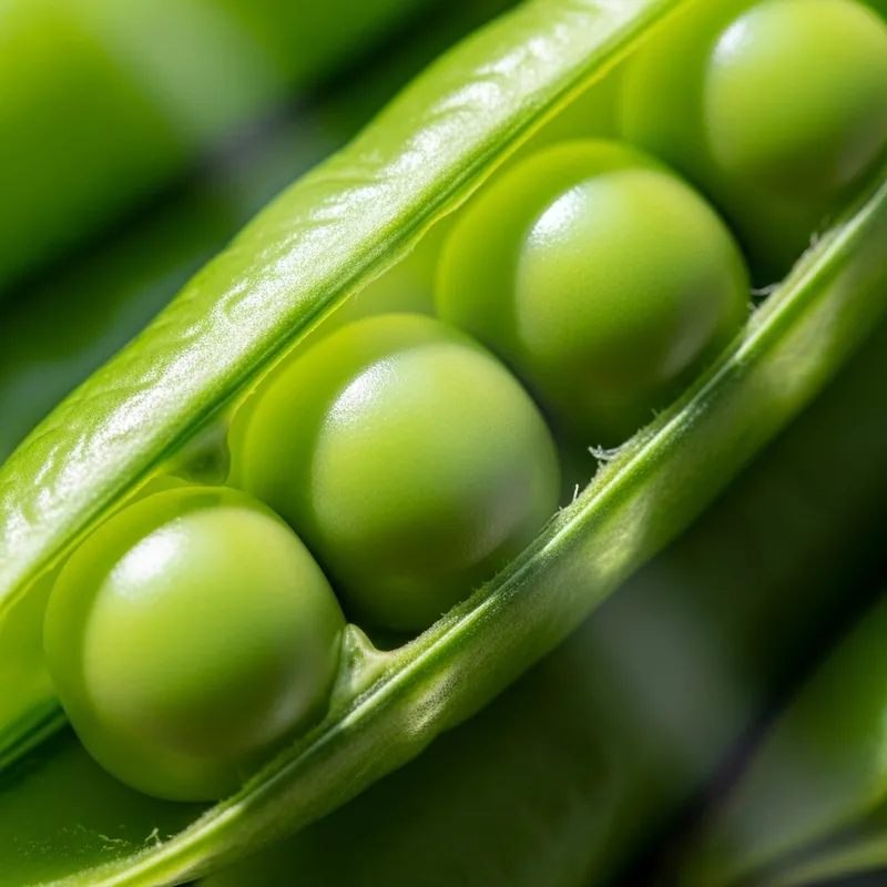 Three Fresh Peas in Organic Pod - Vibrant and Detailed Image