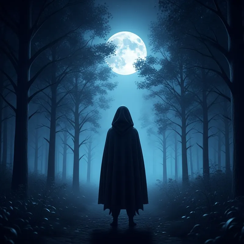 Enigmatic Figure in Enchanted Forest | Tranquil Solitude
