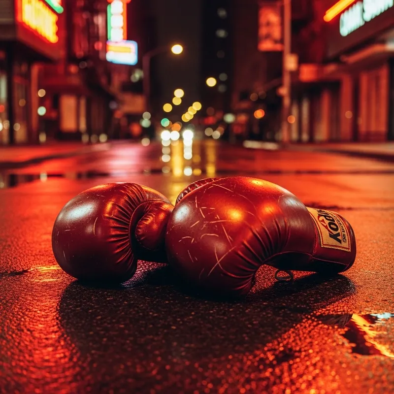 Huge Metal Boxing Gloves on Red City Street | Authentic Colors