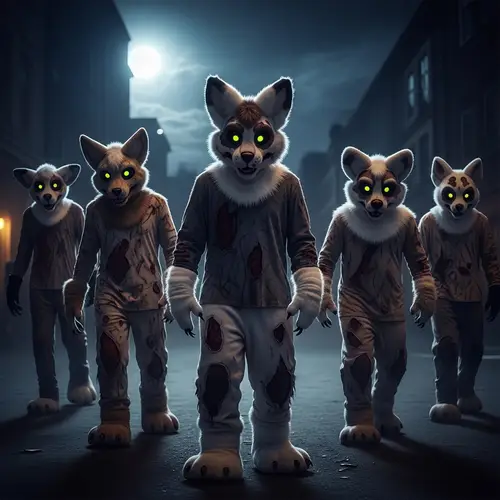Spooky Zombified Fursuiters - Eerie Animal Costumes