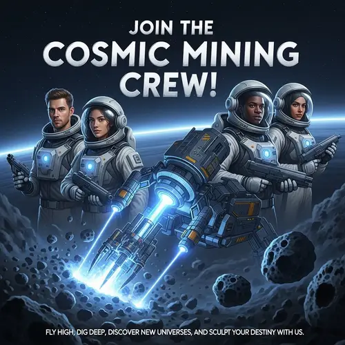 Join the Cosmic Mining Crew: Sci-Fi Mining Recruitment Poster