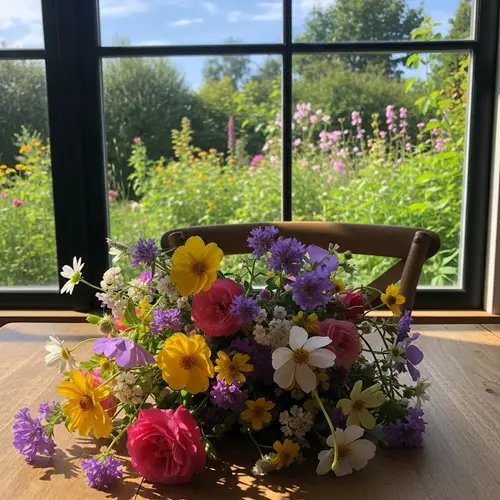 Radiant Wildflower Bouquet on Rustic Table