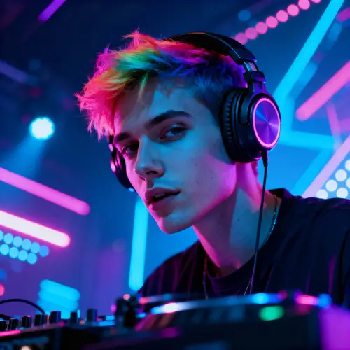 Futuristic Cyberpunk DJ Headshot