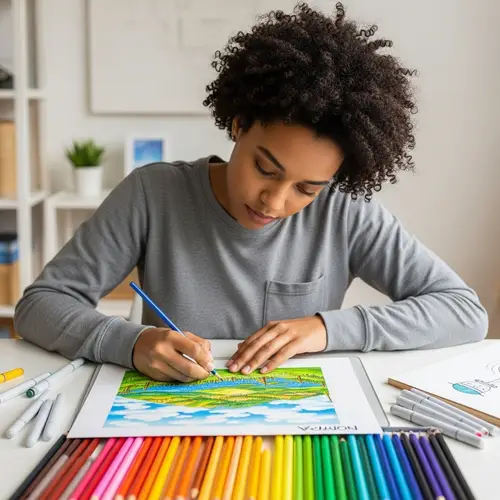 Nomopa Art: Young Mixed Race Woman Drawing Masterpiece