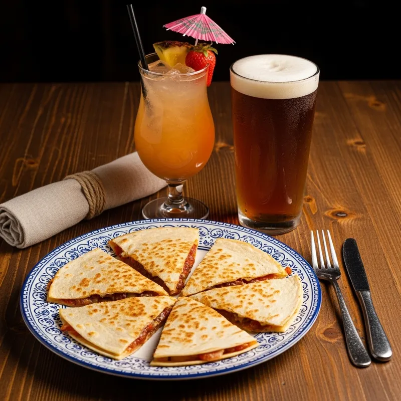Mouth-watering Quesadilla with Cocktail and Beer Mouth-watering Quesadilla with Cocktail and Beer