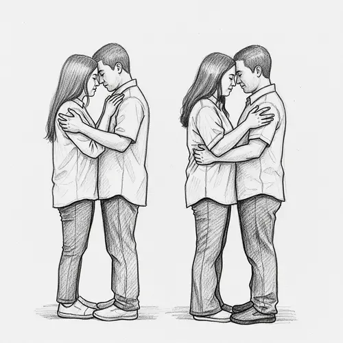 Empathetic Body Language Art: Pencil Sketch Depicting Mirroring Touch