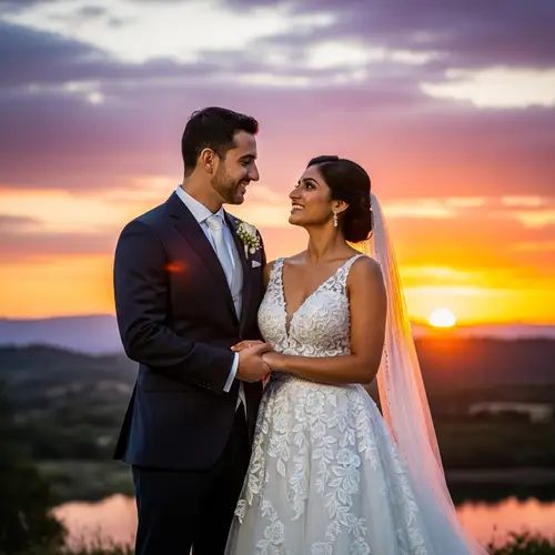 Elegant Hispanic Man & South Asian Woman Wedding | Sunset Celebration