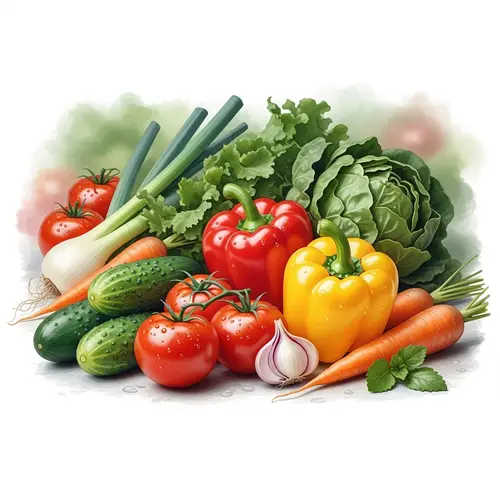 Vibrant Fresh Vegetables Watercolor Art