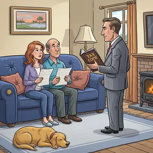 Tax Policy Concerns: Editorial Cartoon with Couple and Government Figure