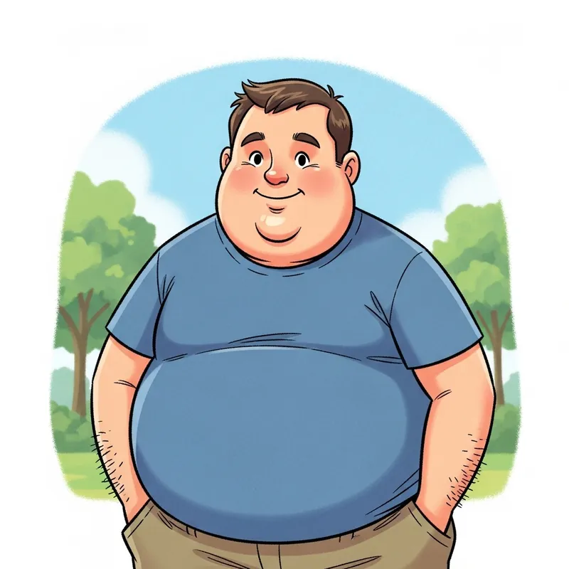 Obese Man Character Illustration